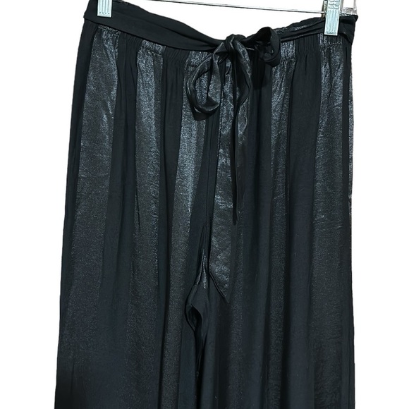 Victoria's Secret Satin Silky Wide Leg Flattering Lounge Black Pants Size Small - Picture 8 of 16
